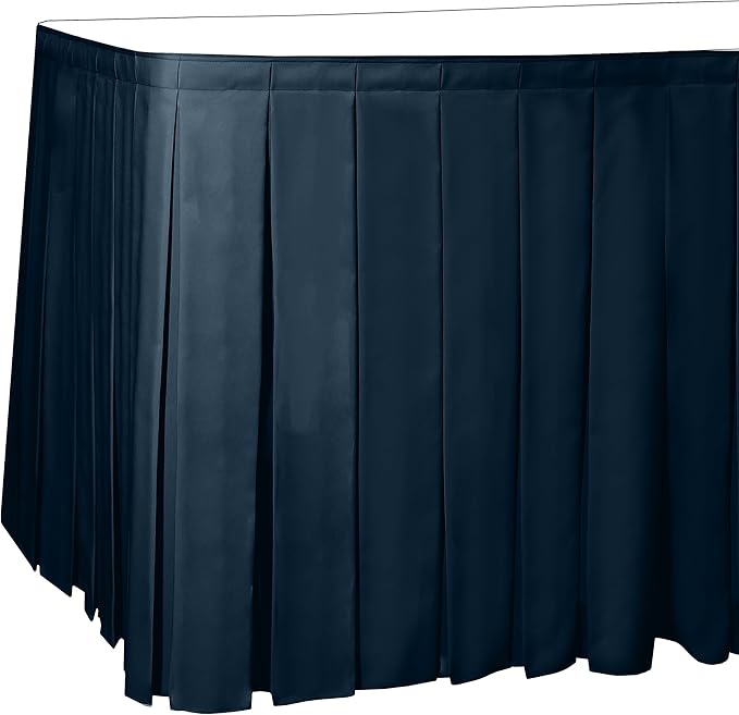 Ultimate Textile Pleat Polyester Fabric Table Skirt - Machine Washable Flame Resistant with Clips for Events, Weddings & Trade Shows, Cut & Sewn in Paterson, NJ - Wedgewood, 7' Box Pleat