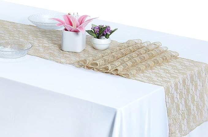 MDS Pack of 12 Wedding 12 x 108 inches Satin Table Runner for Wedding, Decorations for Birthday Parties, Banquets, Graduations, Engagements, Runners fit Rectangle, Round Table- Champagne Gold