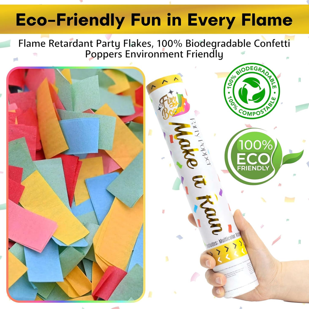 6 Pack 12 Inch Confetti Poppers, Biodegradable Confetti Popper Set for Wedding, Birthday Party Celebrations | Releases 15 ft in the Air