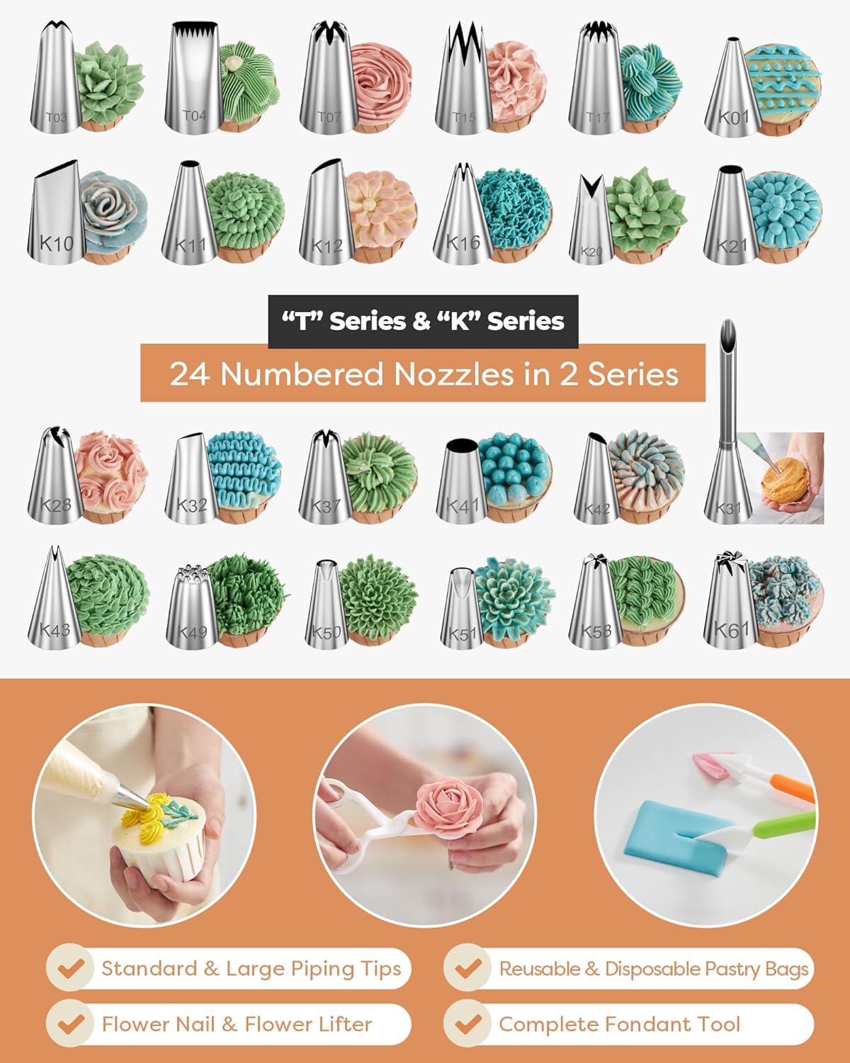 Kootek 700pcs Cake Decorating Kit, Baking Supplies with Springform Pans, Cake Turntable for Decorating, Piping Tips Set, Pastry Bags, and More Baking Tools for Mother's Day