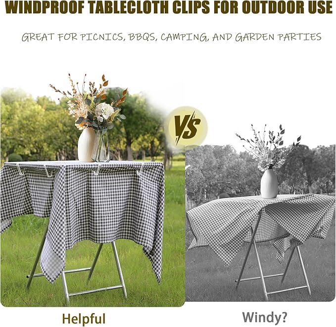 24 Pcs Clear Table Cloth Holder Clips for Thick Tables, Plastic Tablecloth Clips for Outdoor Tables, Picnic Table Cover Clips Clamps for Wind, Table Cloth Clips for Party Camping Christmas Birthday S