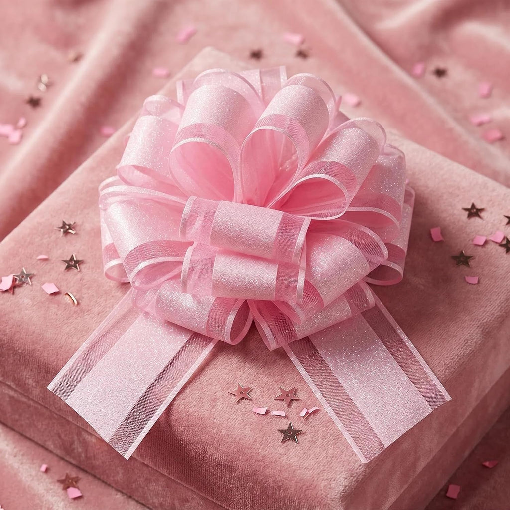 LHMTFCYY 12 Inch Clitter Big Gift Bow,1PC Large Pink Bow,Giant Bow for Bike,Dining Tables,Parties,Birthdays,Christmas,Valentine's Day,Easter,and other Festivals and Gift Decorations (Clitter Pink)