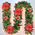 pre-lit artificial christmas garland, green rattan with red, main product view