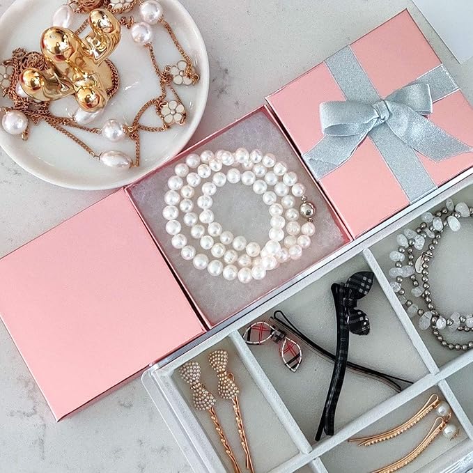TheDisplayGuys - 25-Pack #53 Kraft Paper Cardboard Gift Boxes/Jewelry Cases w. Cotton Padding & Lid - Rose Gold - (5.4" x 3.9" x 1.0")