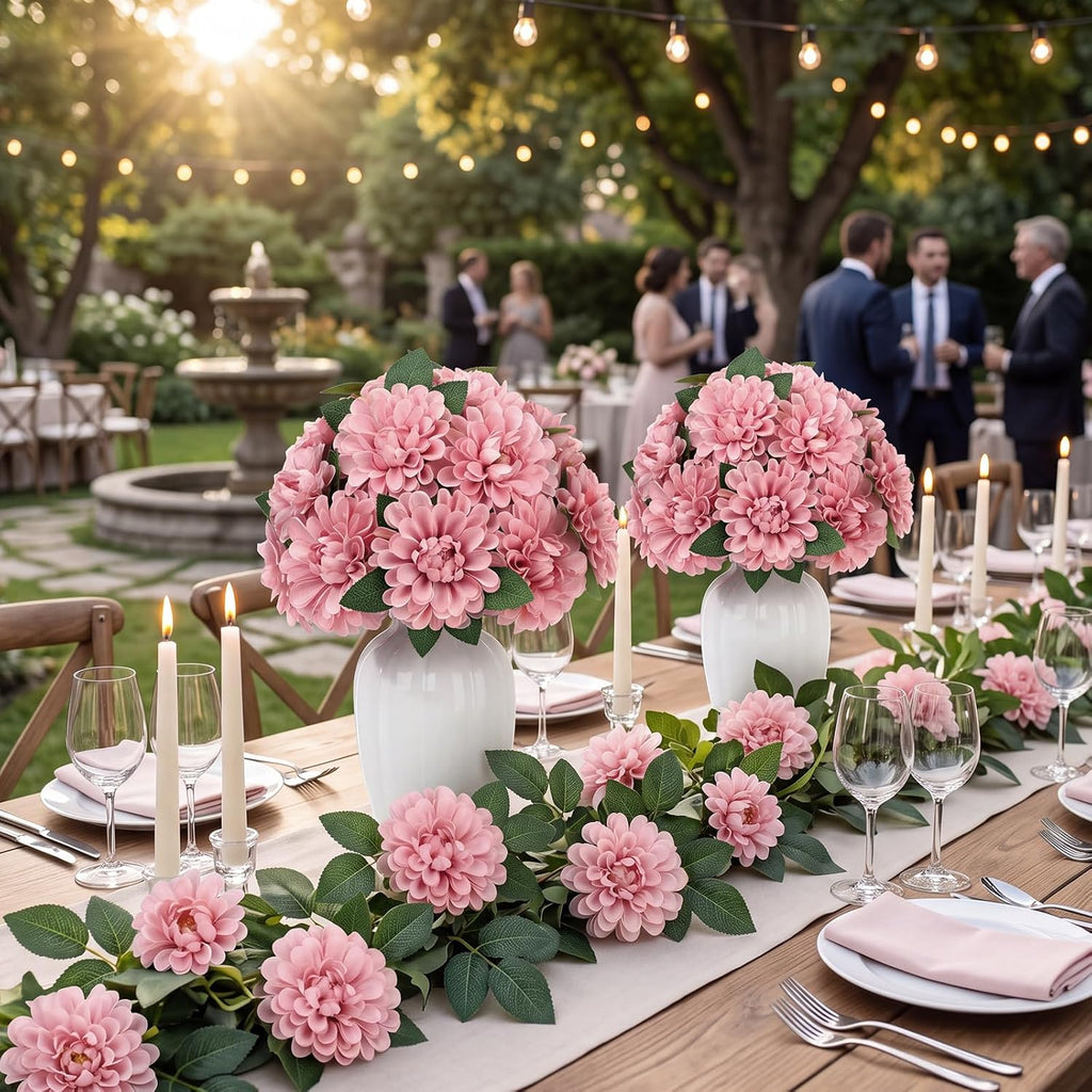 50 set wedding artificial dahlia flower with stems, package contents