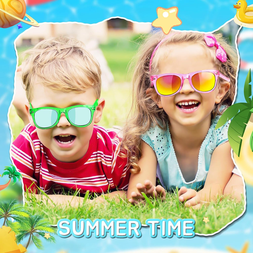 GKTZ Kids Sunglasses Party Favors - Boys Girls Valentines Day Gifts, Neon Sunglasses with UV 400 Protection for Kids Classroom Favors Birthday Goodie Bags Stuffers - 16 Packs