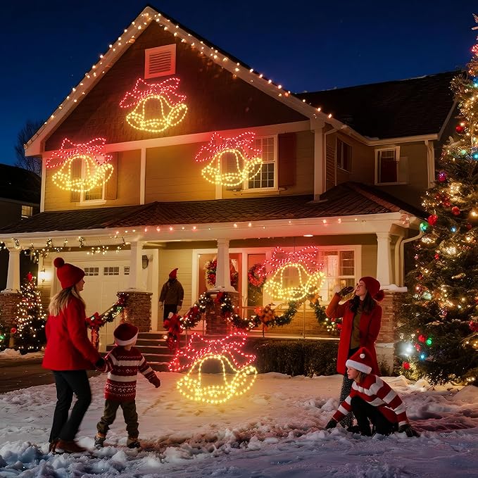 Christmas 33'' Large Bell Lights Decoration - 297LED Outdoor Waterproof Christmas Lights Large Bell Decoration with Timer for Outdoor Home Party Wall Hanging Light