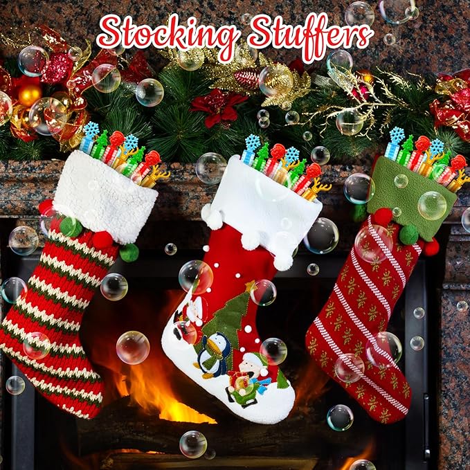 Christmas Toys Gifts Bulk for Students,Small Mini Bubble Wands Toys 64 Pack,Christmas Party Favors Supplies for Kids,Goodie Bags Stocking Stuffers School Classroom Treats Prizes for Toddler Boys Girls