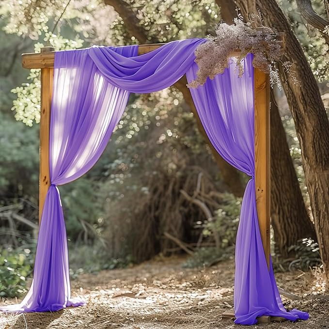 Wokceer Wedding Arch Draping Fabric - 28.7" x 20FT Lavender Purple Sheer Drapes for Wedding Ceremony, Birthday Party, Bridal Shower Decoration