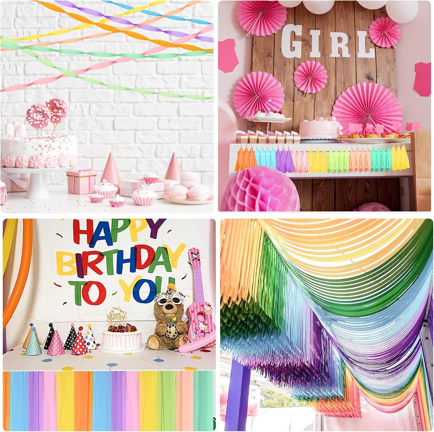 Oubest Crepe Paper Streamers 2.2 Inch x 656 Feet Ideal Party Supplies & Decorations for Birthdays Baby Showers Bachelorettes Weddings DIY, 8 Rolls Pastel Streamers Backdrops, Doorway & Wall Decor