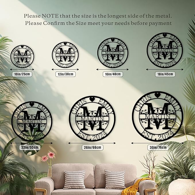 Custom Metal Name Sign, Personalized Family Last Name Signs for Home, Split Letter Monogram Wall Art Decor, Customized Metal Signs for Outdoor, Personalized Wedding Housewarming Gift