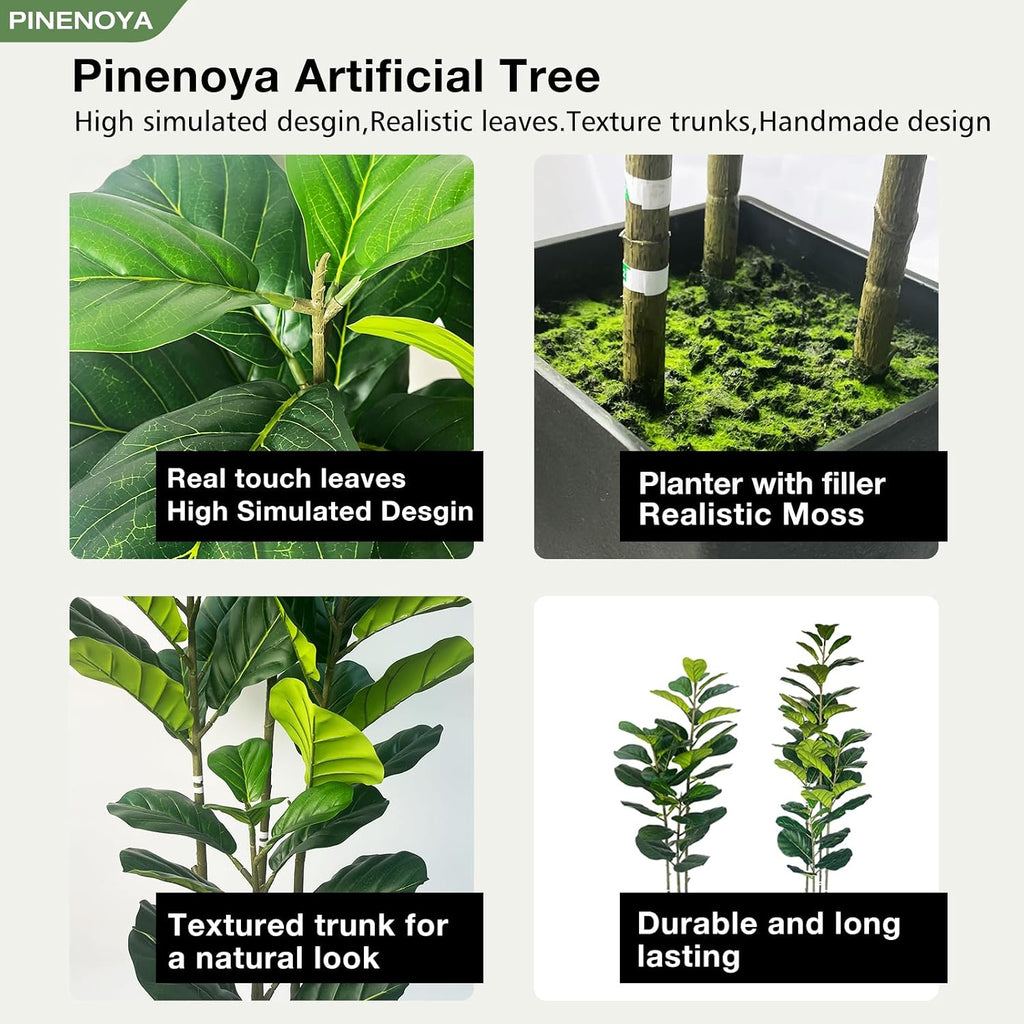 5ft artificial fiddle leaf fig tree in modern, side view