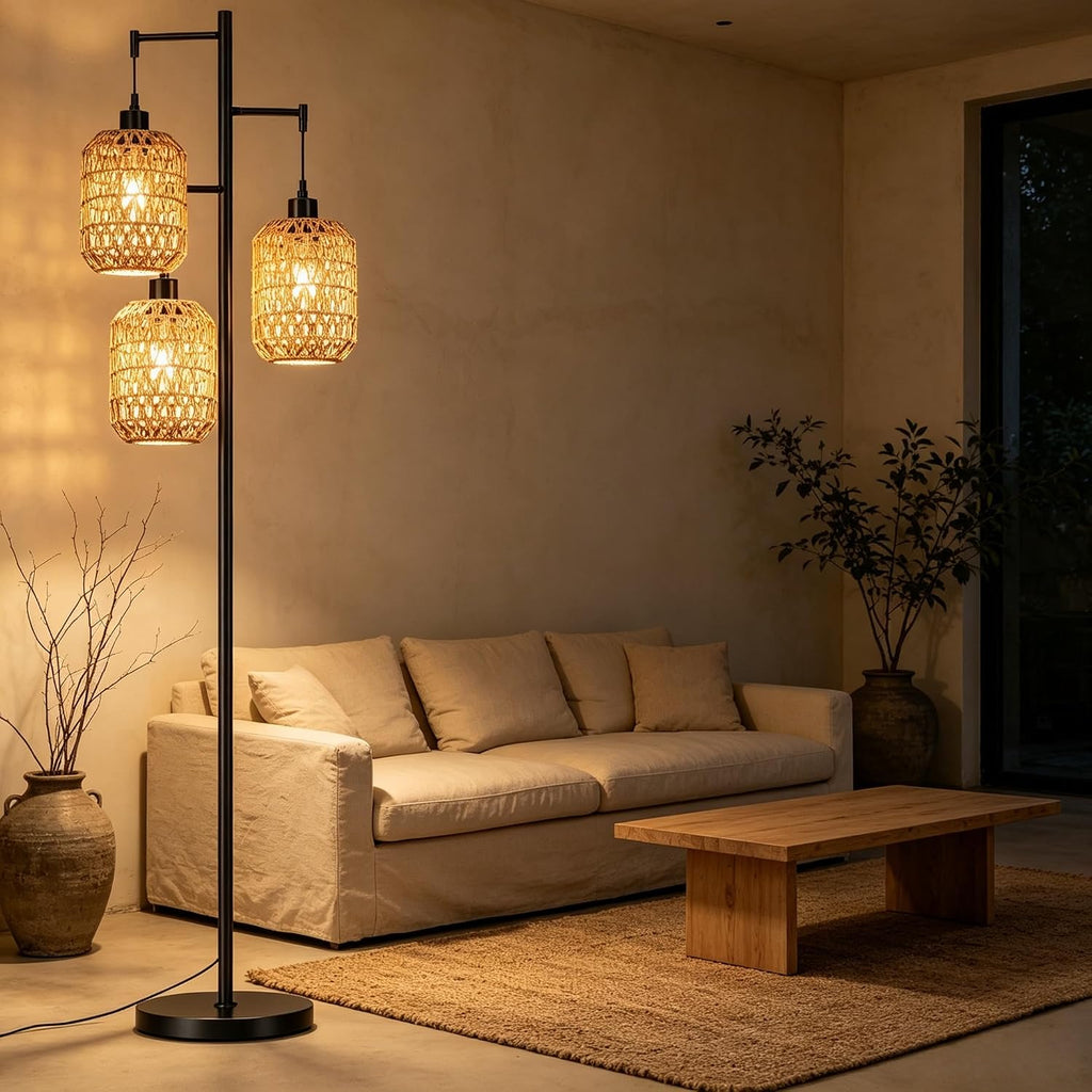 qiyizm floor lamp for living room,bedroom,boho rattan tree, view 9