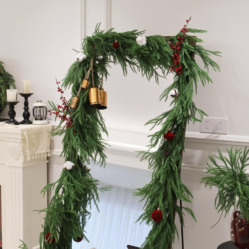 9ft christmas norfolk pine garland real touch for, view 9