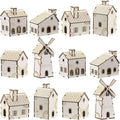hiboom 24 pcs diy wooden christmas village house, main product view