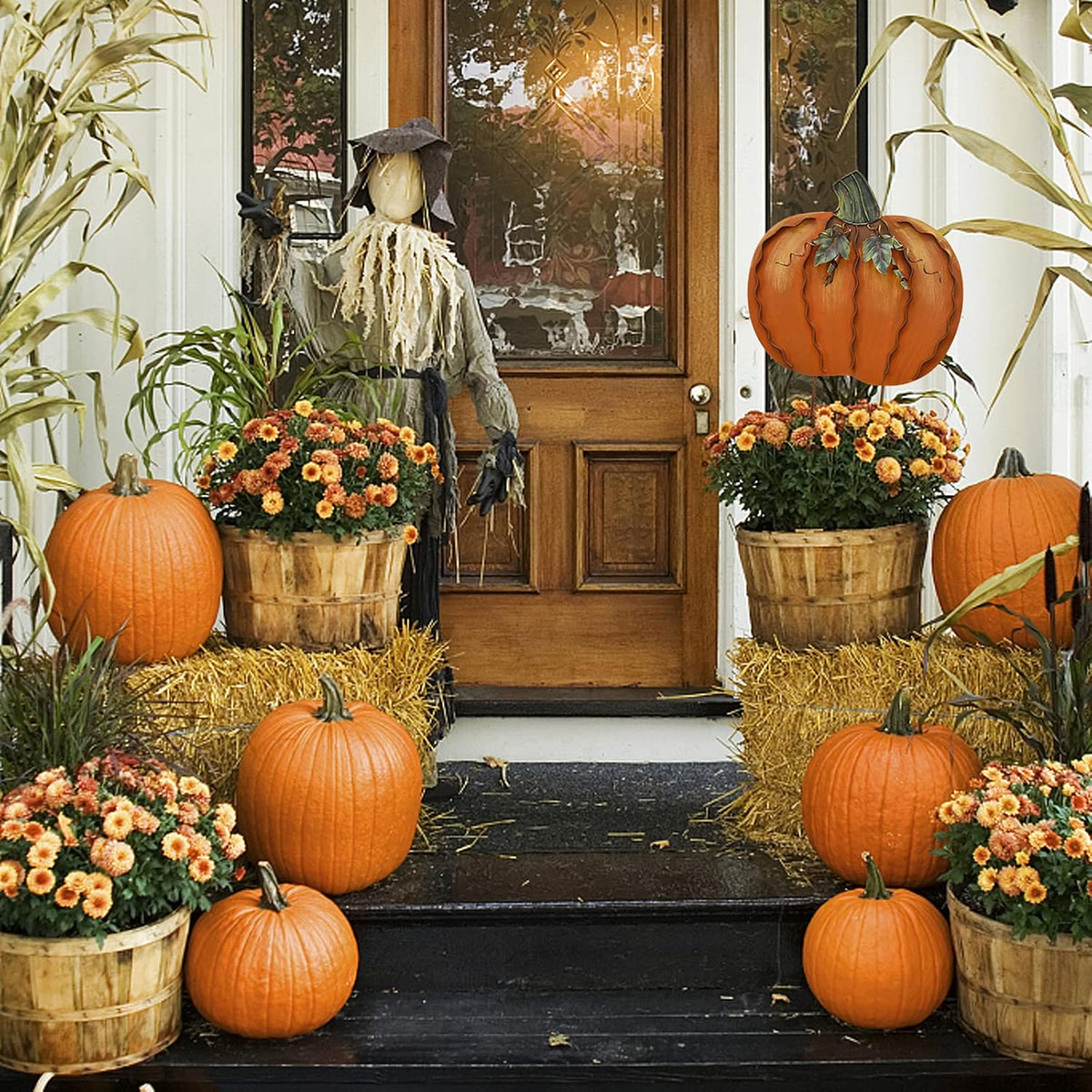 Pumpkin Yard Stakes Sign Outdoor Fall Decor Autumn Garden Stake Lawn Art