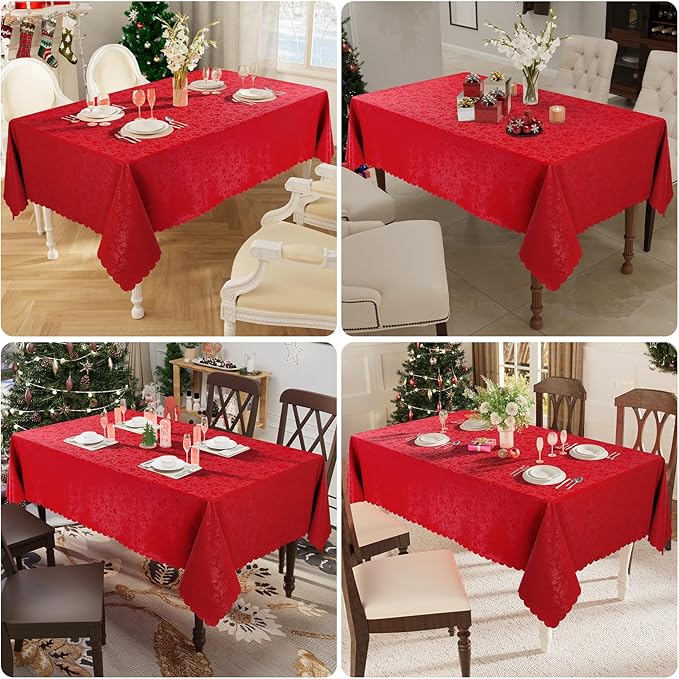 Smiry Square Table Cloth, Waterproof Heavy Duty Vinyl Tablecloths, Wipeable Washable Table Cover for Kitchen and Dining Room (Red, 54" X 54")