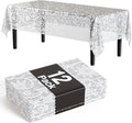 Exquisite Lace Table Cloth Rectangle Table Plastic 12-Pack Lace Tablecloth Rectangular 54" X 108" | White Floral Tablecloth Disposable | Wild Flower Party Decorations & Party Supplies