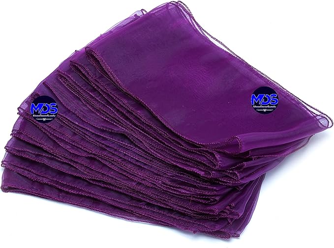 MDS Pack of 125 PCS Organza Chair Sashes Wider Dining Chair Bows Ribbon Tie Back for Wedding Party Birthday Bridal Shower Reception Event Banquet Home Chair Cover Decoration - Dark Purple