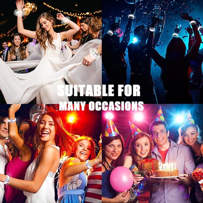 100 Pcs LED Bracelets Sound Activated with Flashing LED Strobe Music Control Light Up Bracelets for Rave, Game Prizes, Birthday Party Favor,Valentine's Day gift