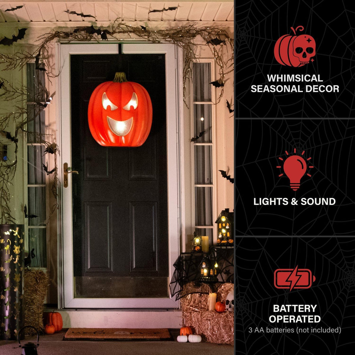Haunted Hill Farm 1.8-Ft. LED Pumpkin Flatback Halloween Decoration