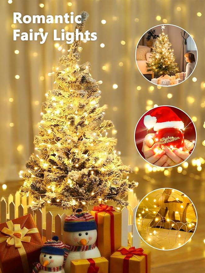 2 Pack Fairy Lights Battery Operated with Remote Control Timer, LED String Lights Outdoor Indoor, 8 Mode Twinkle Lights for Christmas Party Wedding Birthday Bedroom Décor (Warm White)