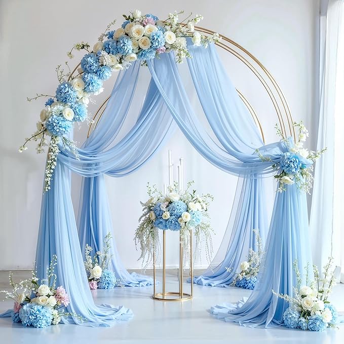 Wedding Arch Draping Fabric, 1 Panel 18FT Baby Blue Sheer Backdrop Curtain Chiffon Fabric Drapes Arbor Drapery Wedding Ceremony Reception Swag Decorations