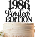 Limited EDITION 1986 Cake Topper - Black Glitter Happy 40th Birthday Party Cake Decoration Supplies, Cheer to 40 Years Cake Bunting Decor for 40th Birthday Party Photo Booth Props