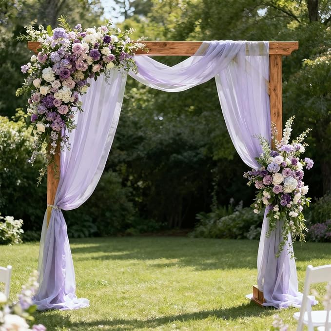 Wedding Arch Draping Fabric 29" x 18 FT Lavender Sheer Chiffon Outdoor Curtain Drapes for Wedding Birthday Party Ceremony Decor(2 Panels, Lavender)