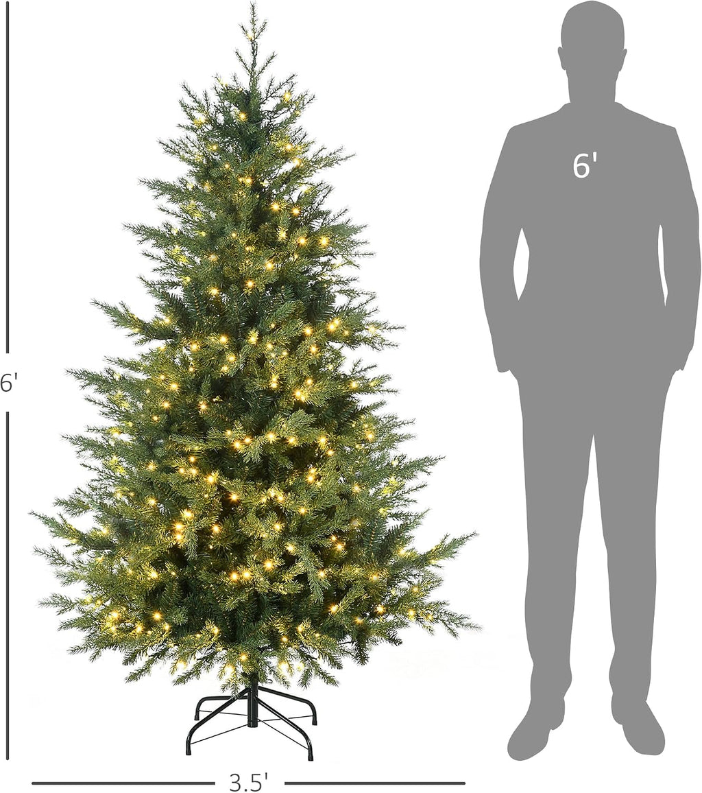 homcom 6ft tall prelit artificial christmas tree with on a desk or shelf
