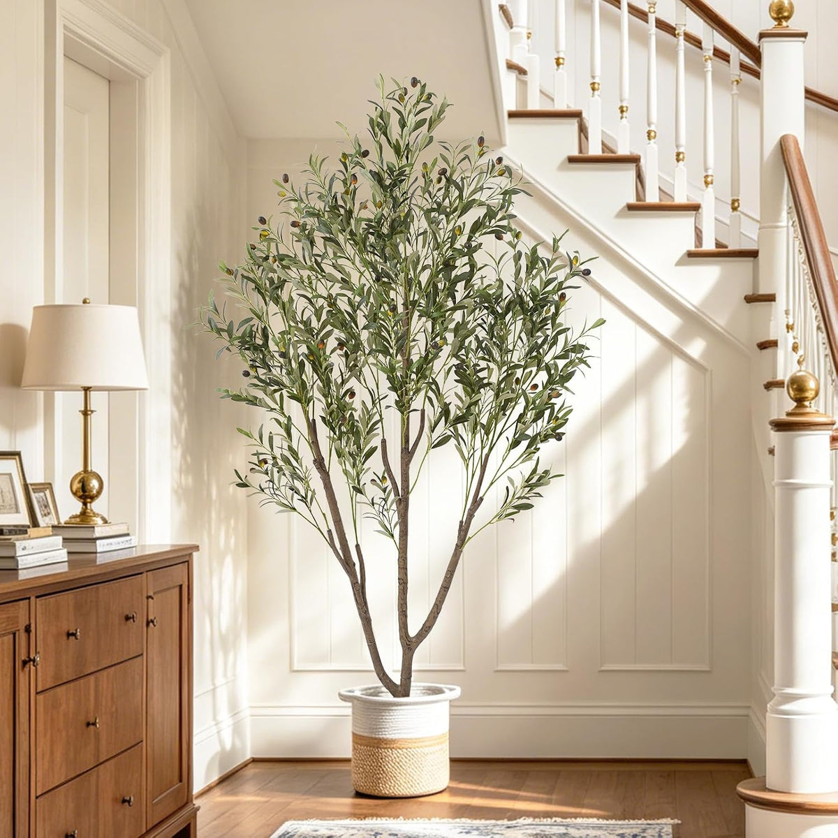 Olive Trees Artificial Indoor, 6FT Tall Faux Olive Tree with Planter & Ba...