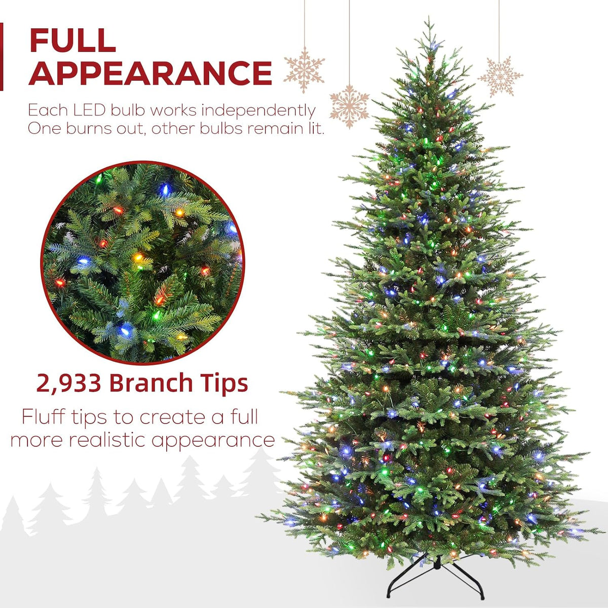hykolity 7.5 ft prelit christmas tree with realistic shown in use