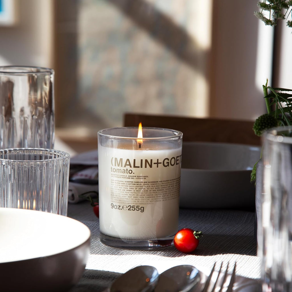MALIN+GOETZ 9oz Scented Candle | Hand-Poured Soy Wax with Unique Fragrance Blends | Clean-Burning, Vegan & Cruelty-Free | Bergamot, Sage, Otto, Tomato, Strawberry, Cannabis, Dark Rum & Leather