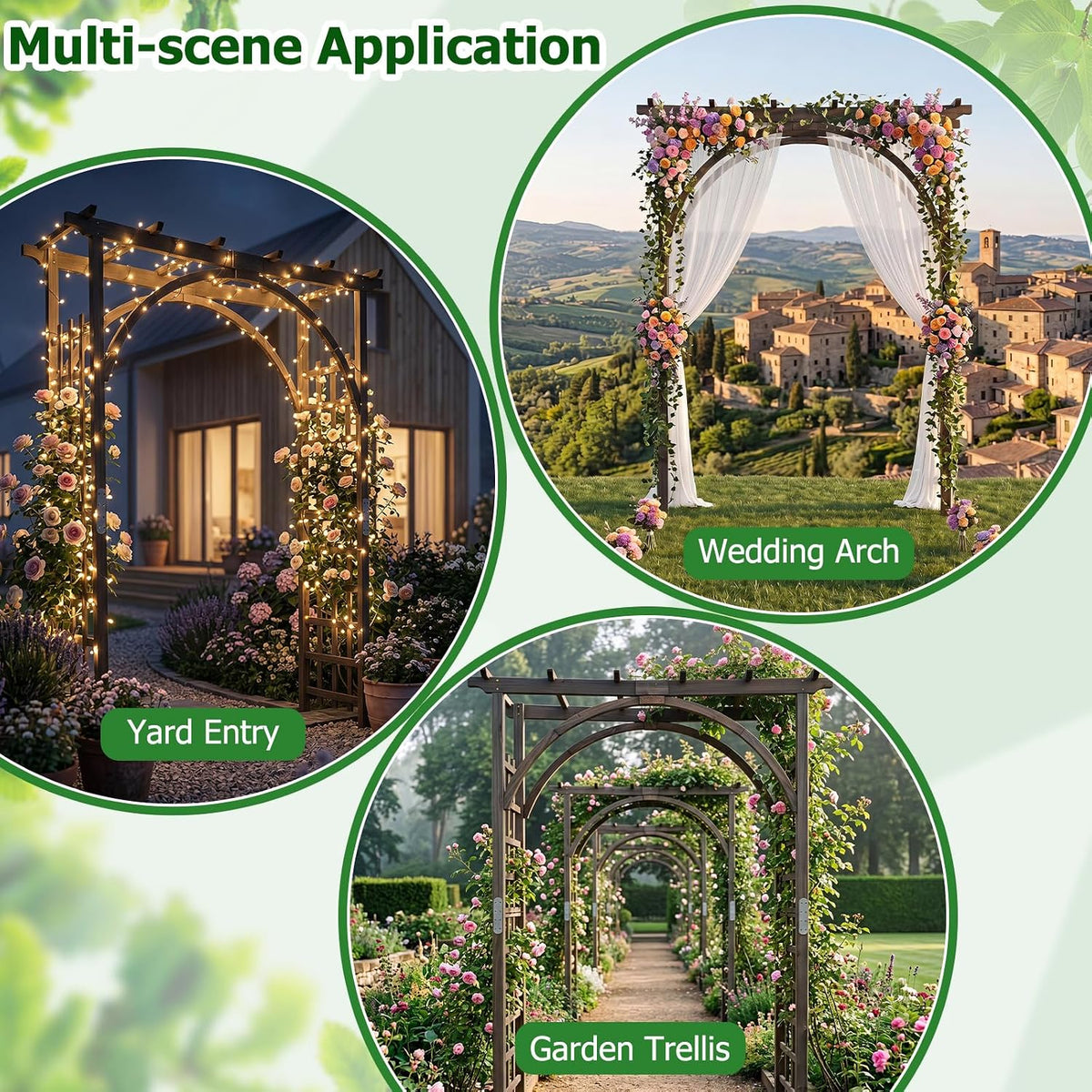 Giantex 85" Wooden Garden Arch Trellis, Wood Flat Top Garden Arbor