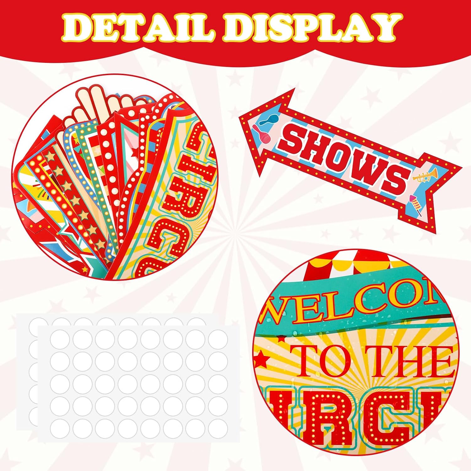 24 Pieces Carnival Decorations Circus Party Directional Sign Welcome to The Circus Signs for Kids Carnival Party Decorations Birthday Party Supplies