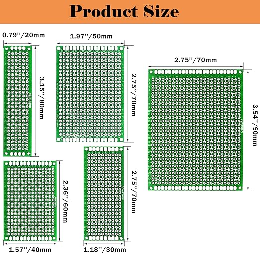 48PCS Double Sided PCB Board Kit for DIY Soldering and Electronic Project Circuit Boards Prototype Boards Compatible with Arduino Kits, 2.54mm Male and Female Header Connector