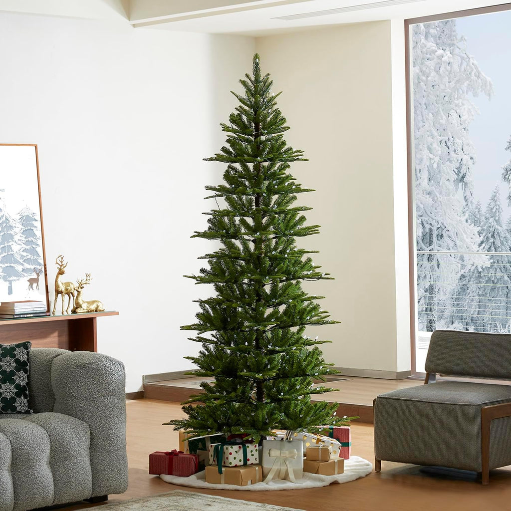glitzhome 7.5ft prelit artificial christmas tree, cascade evergreen, main product view