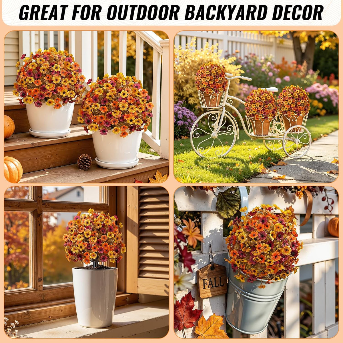 alupssuc 2pcs artificial fall topiary ball flowers for, view 9