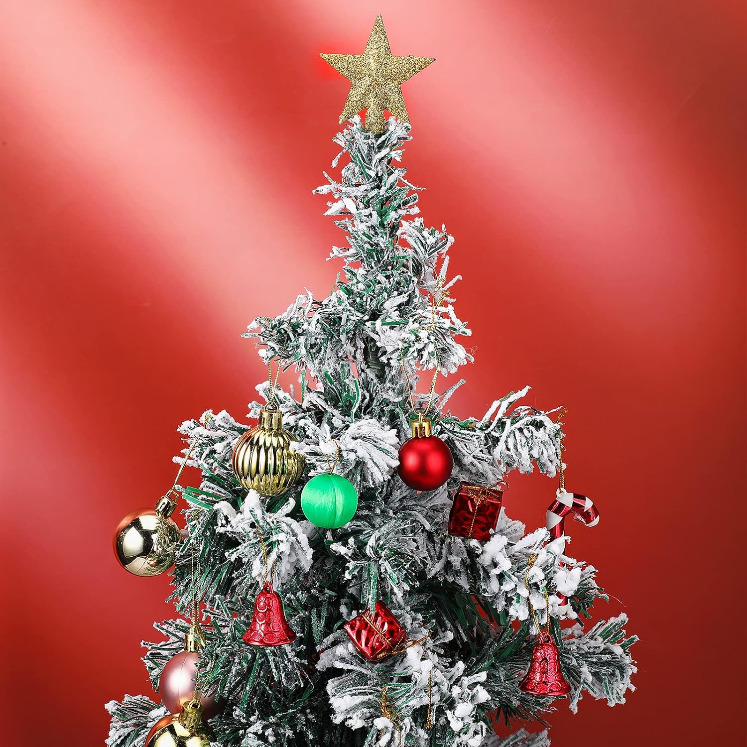 Hanaive Christmas Tree Topper Mini Star Small Treetop for Christmas Tree Star Ornaments Decorative for Home Xmas Holiday Party(Gold,2.36 Inch,Glitter)