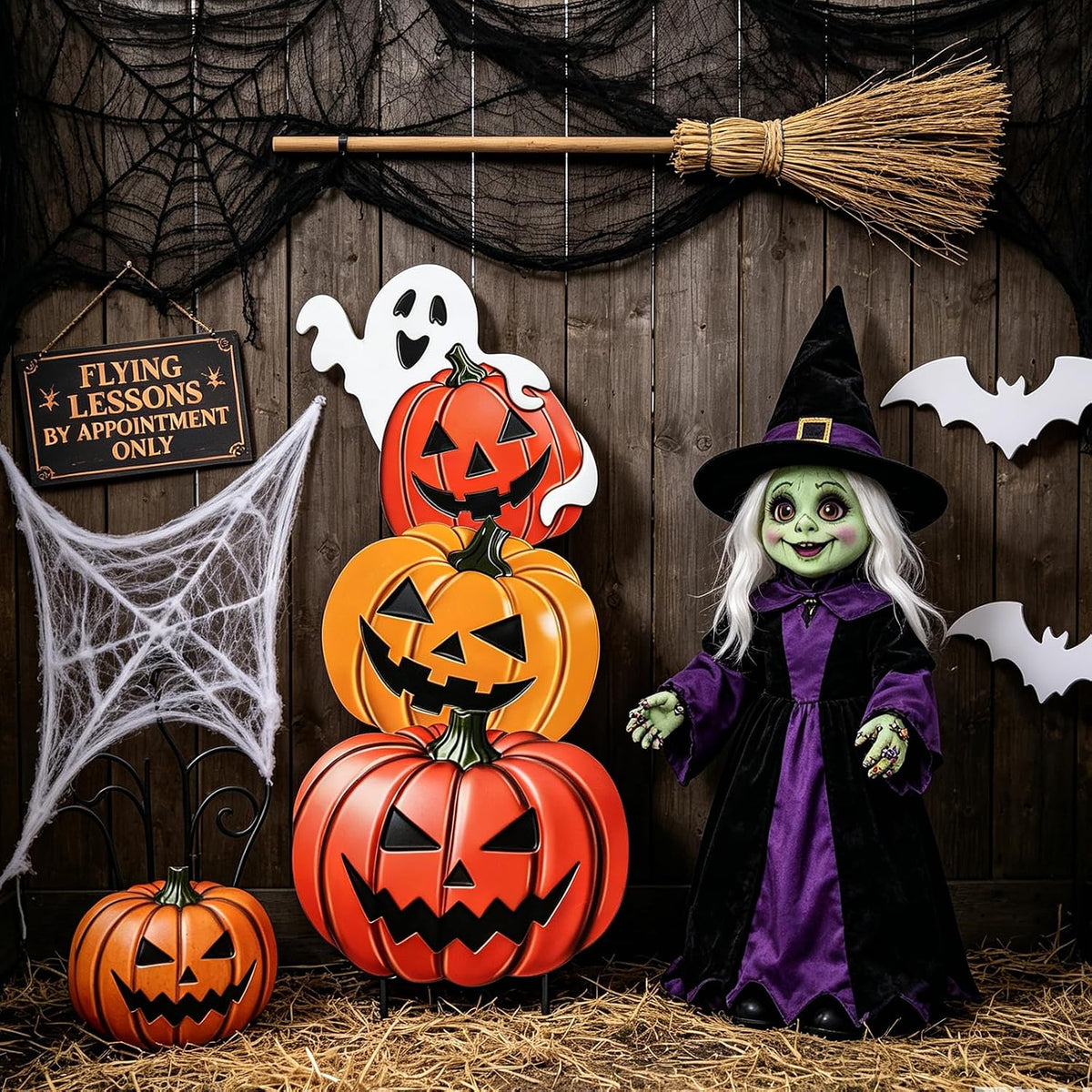 VCUTEKA Halloween Outdoor Decor Pumpkin Stake Yard Sign Garden Stake 3 PCS