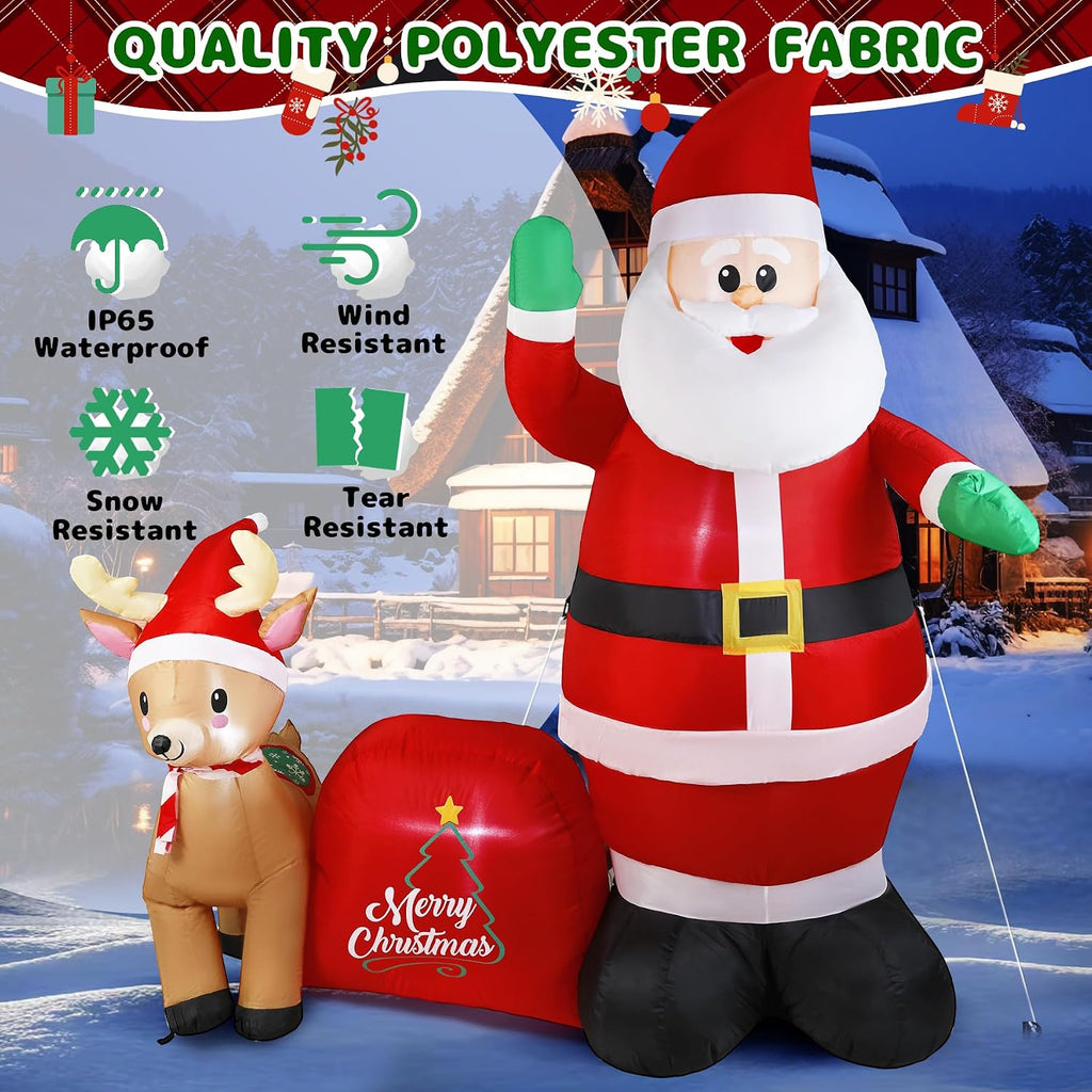 7ft christmas inflatable santa clau built-in led lights, side view