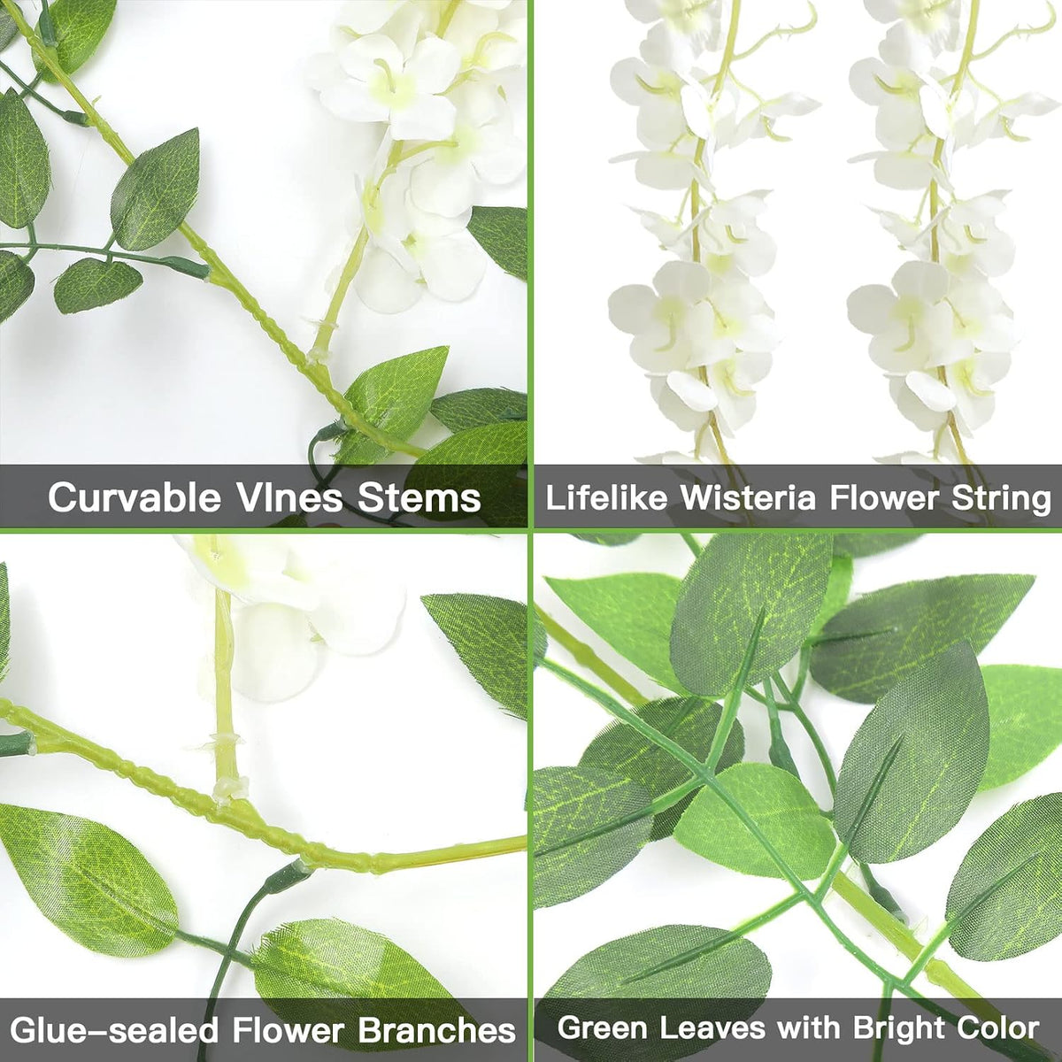 u'artlines 10pcs 7.2 ft/piece artificial wisteria garland white, package contents