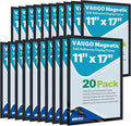 11"x 17" Self Adhesive Sign Holder, Double Sided Window Display Frame with Clear PVC and Strong Magnetic for Office/Home/Store/Door/Glass/Wall (Black, 20Pack)