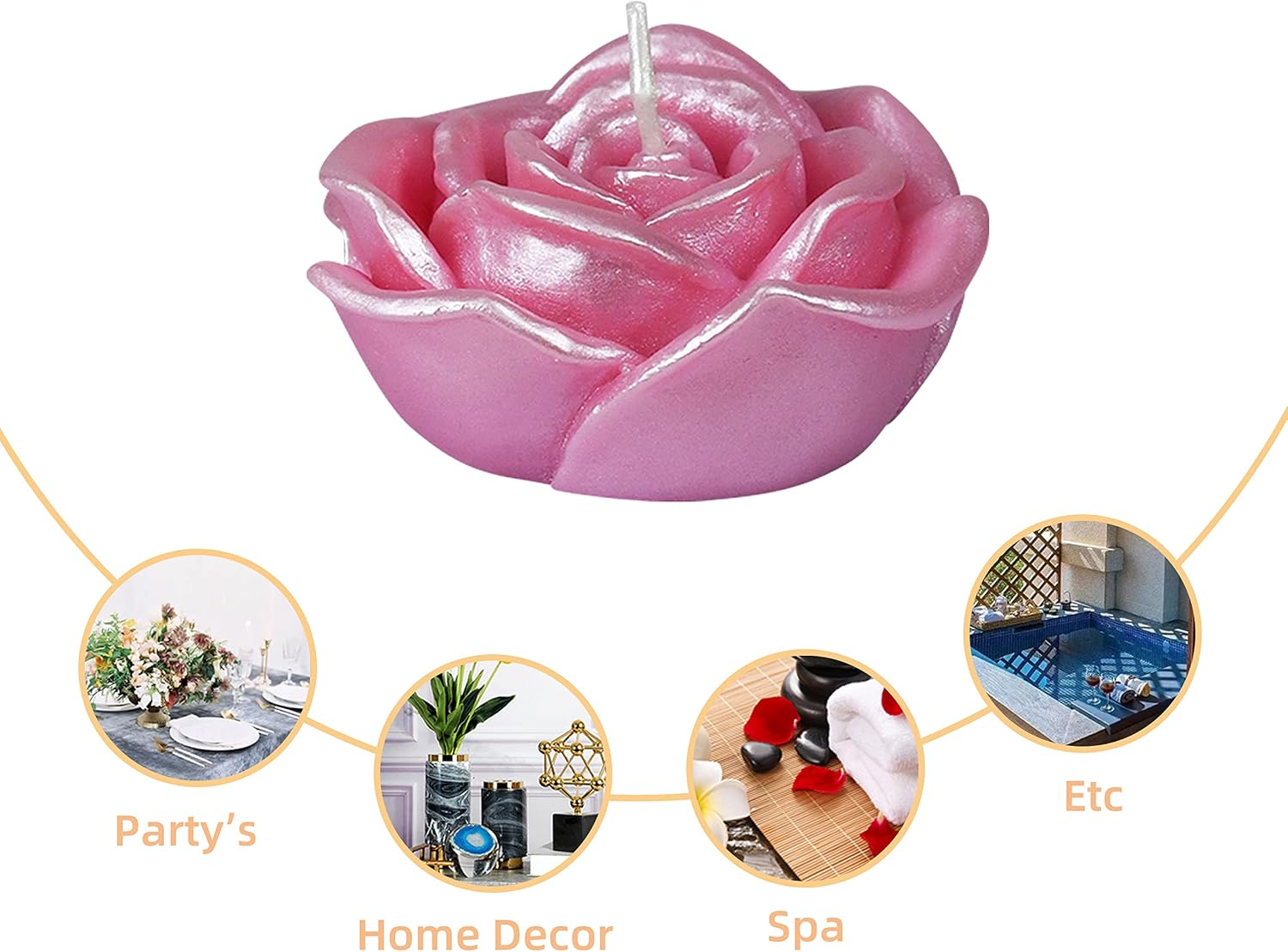 Zest Candle 12-Piece Folding Candles, 3-Inch, Pink Rose