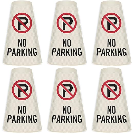 SmartSign 6-Pack "No Parking" Reflective Cone Message Sleeve Collar with Symbol, 360-Degree Visibility, Non-Adhesive Vinyl Signs for Traffic Safety Cones, 3-Side Print [Cone Not Included]