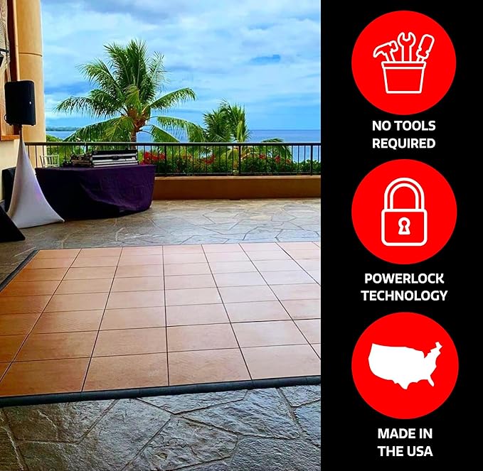 Big Floors 5X5OAKFLOOR Interlocking Lightweight Plastic Modular Dance Floor Kit (5' x 5'), Oak, 45 Piece