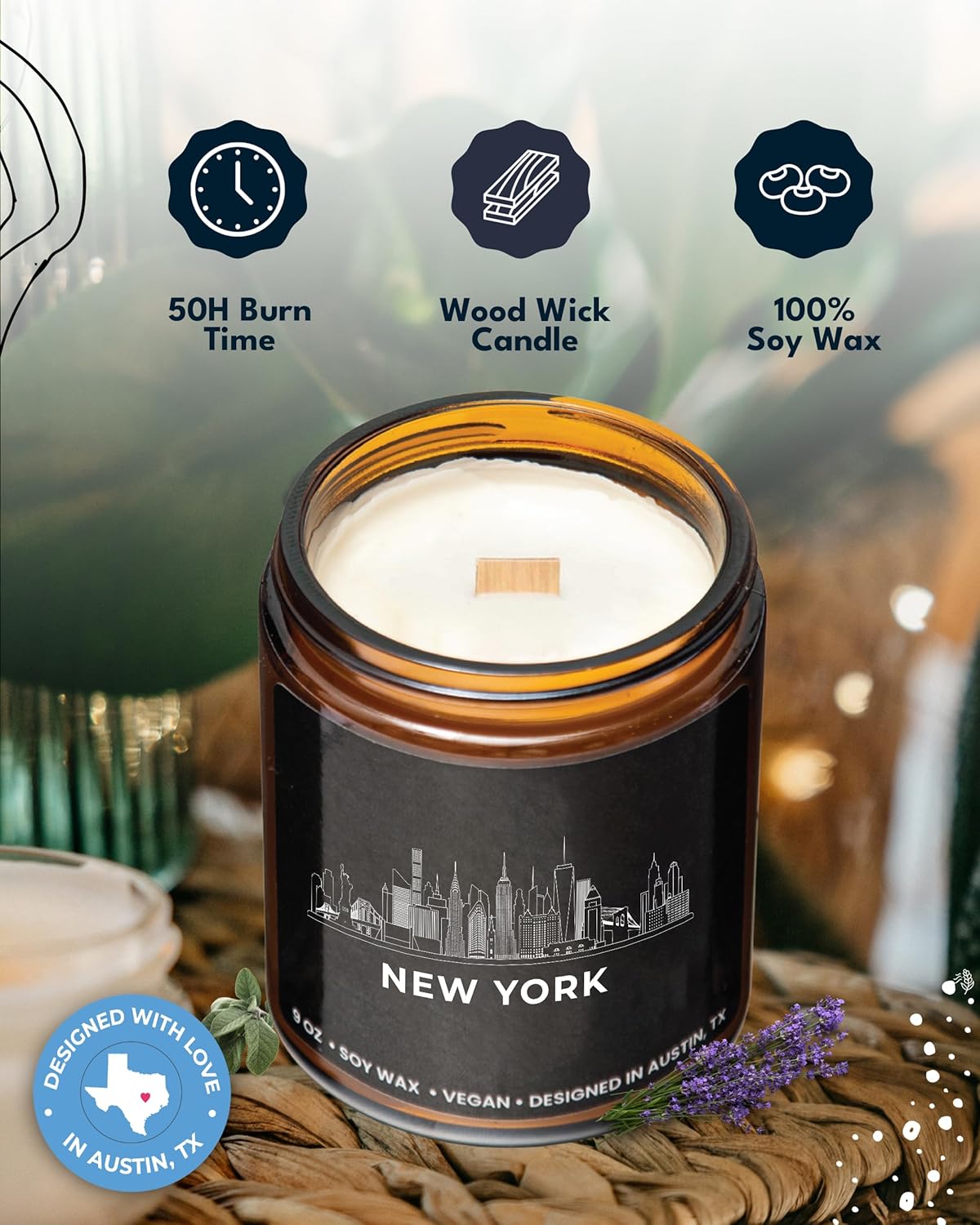 New York City Candle, House Warming Gifts for New Yorkers, Unique NYC Souvenirs & Gifts Ideas for Men and Women, Ideal NY City Themed Presents for Friends, Birthday, Christmas, Moving Away, Gift-Ready