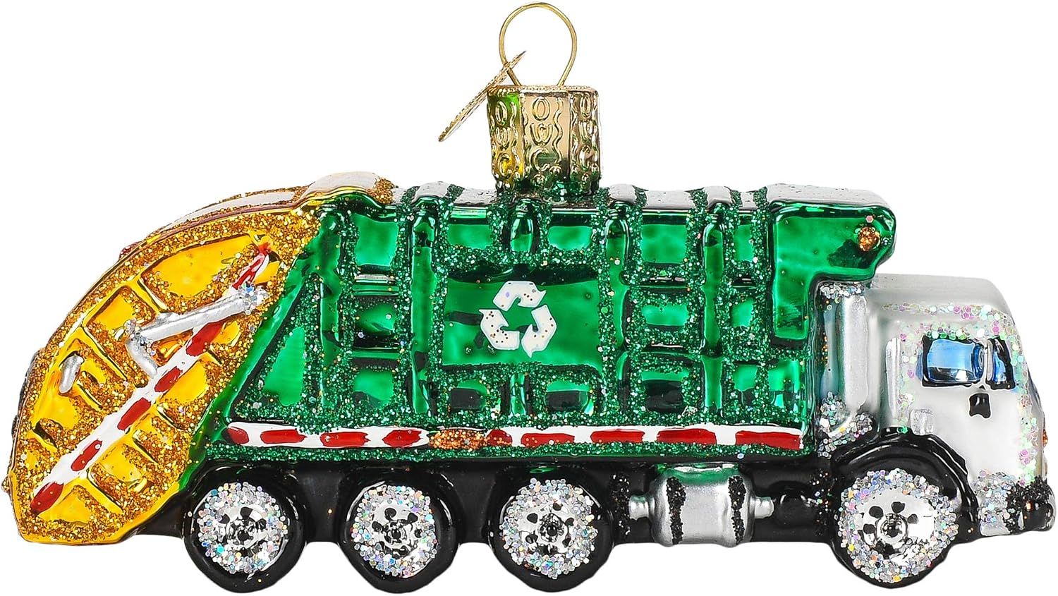Old World Christmas Ornaments Garbage Truck Glass Blown Ornaments for Christmas Tree