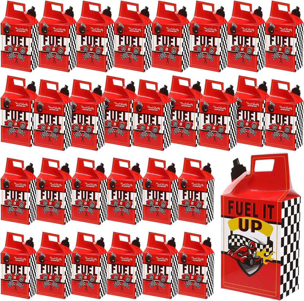 Pajean 30 Pcs Race Car Goodie Boxes Party Favors Bag Racing in Speed Party Decorations Wrap Paper Boxes with Handles for Birthday Baby Shower Supplies Gifts