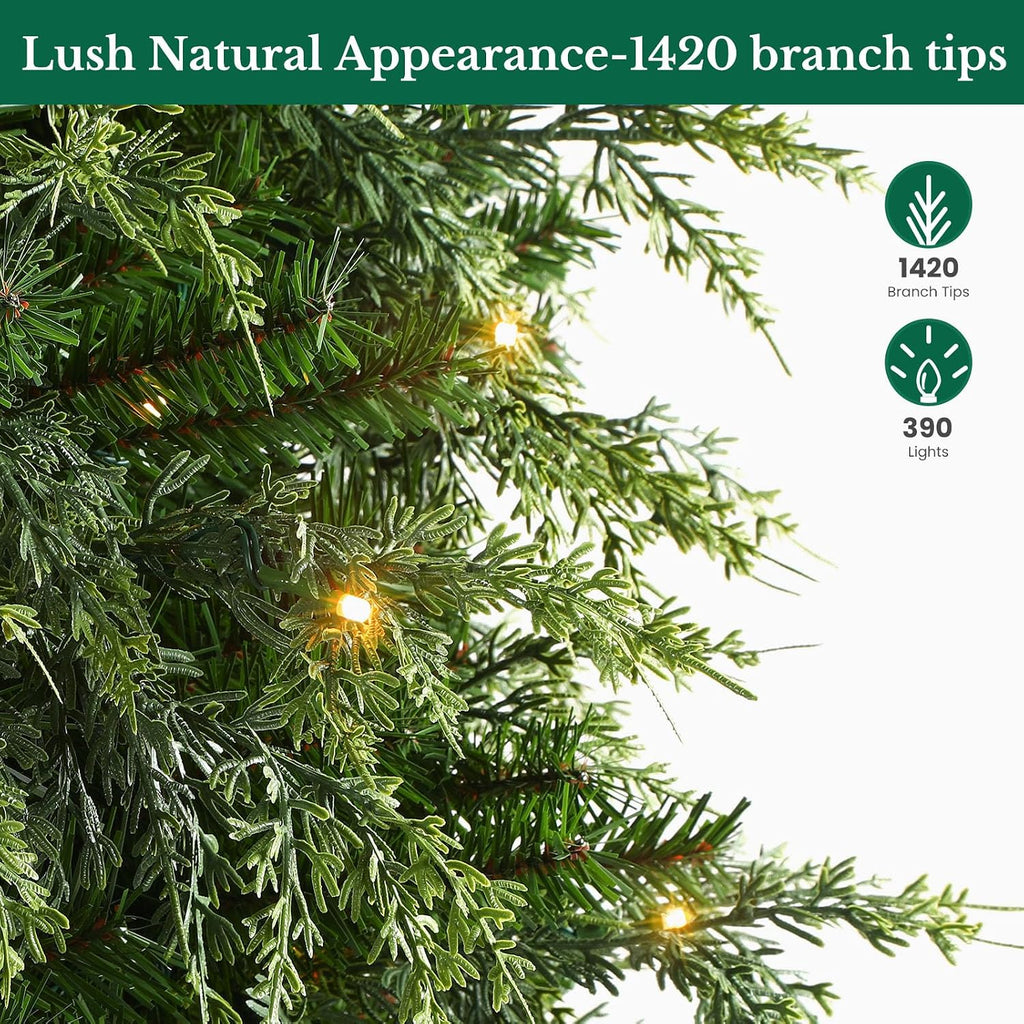 shareconn 7ft prelit artificial cypress christmas tree, dual, package contents